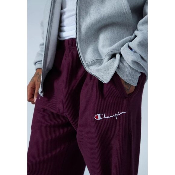 Champion UO Textured Rib Lounge Pant Cotton Joggers Sz Large Burgundy Mens - Picture 4 of 13